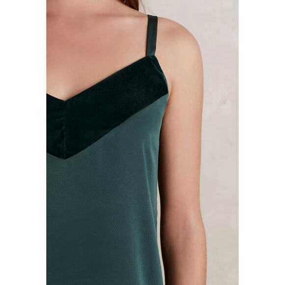Anthropologie Dolan Velvet Vertex Tank Top Size XS Emerald Green V-Neck Casual - Picture 2 of 9